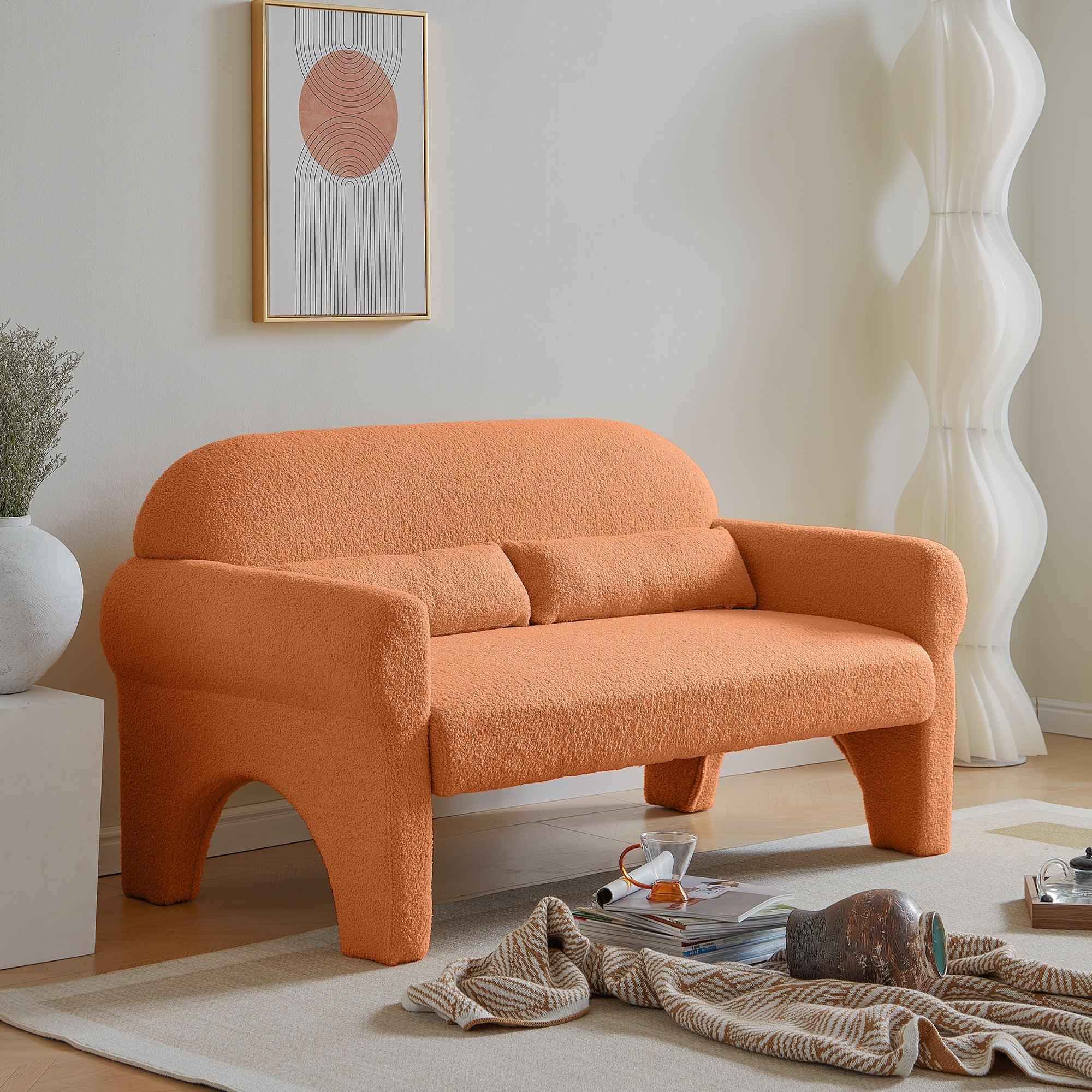 Modern Lambs Wool Fabric Loveseat Sofa for Living Room - Cozy 2-Seater Couch with Soft Upholstery | Perfect for Small Spaces, Apartments & Cozy Home Decor