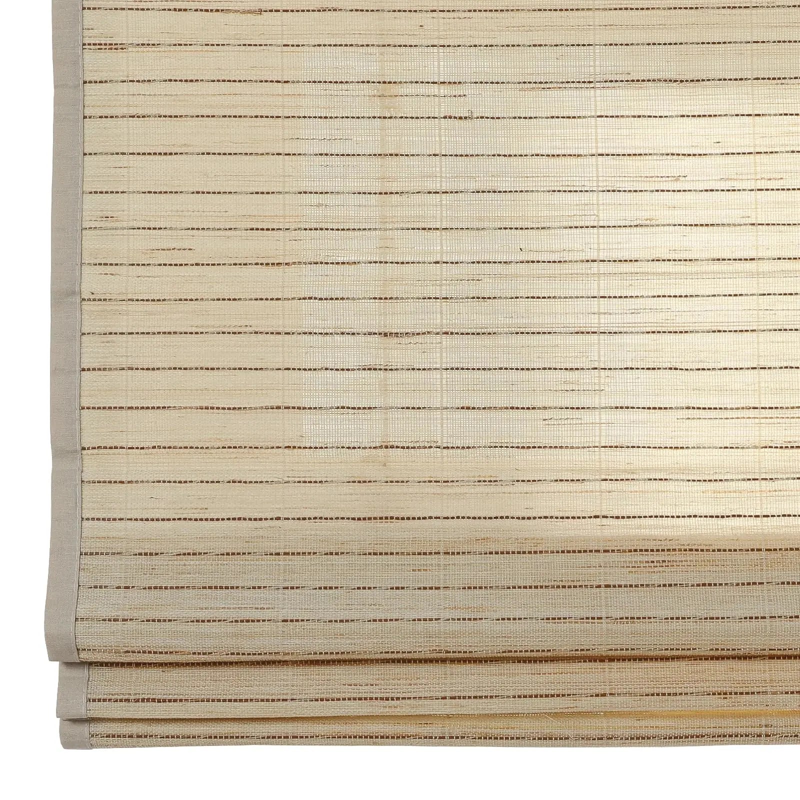 Natural Ramie Bamboo Woven Window Shade - Sand Beige Color | Eco-Friendly Room Darkening Blind for Living Room & Bedroom