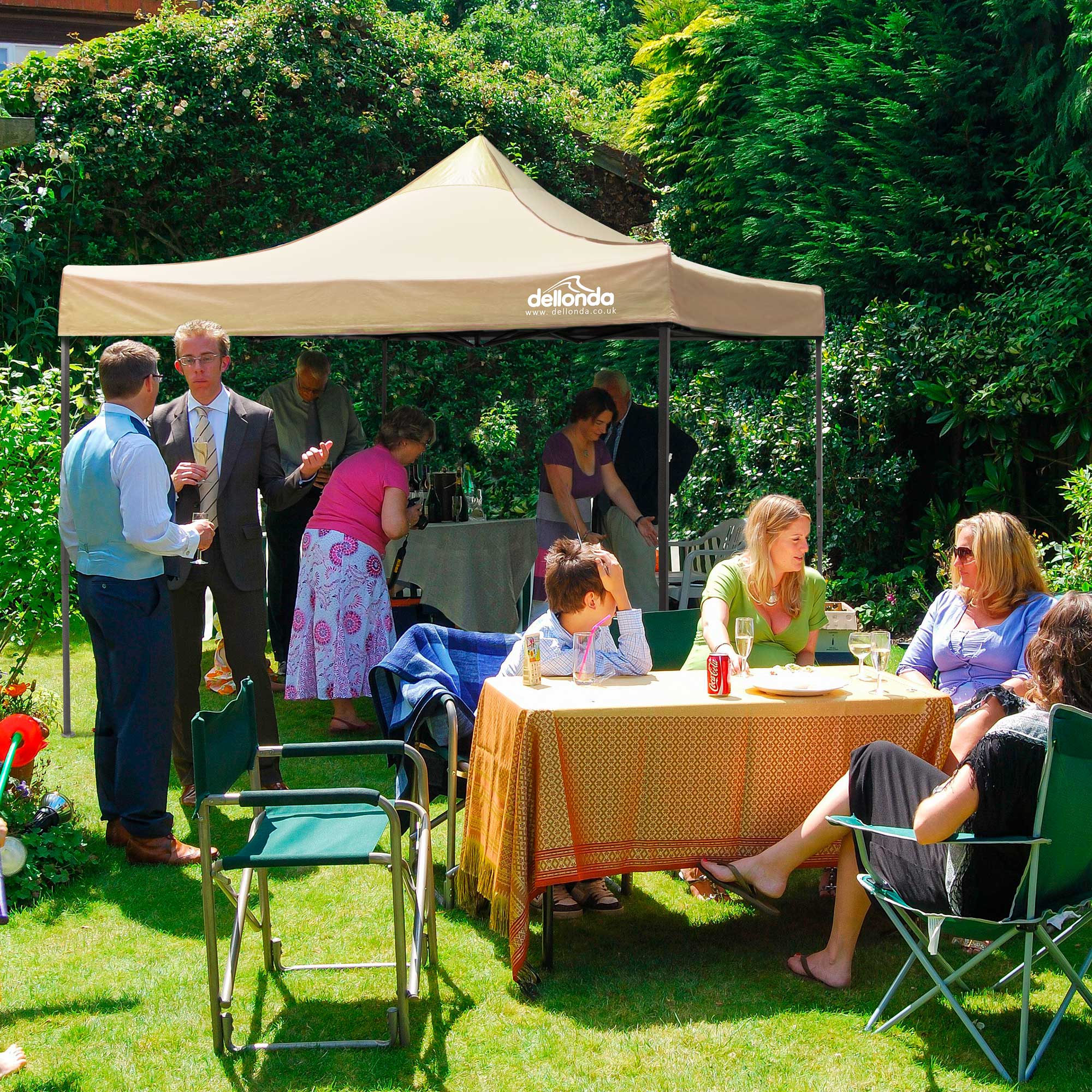 Premium 3x3m Pop Up Gazebo with Carry Bag - Waterproof Outdoor Canopy Tent with Stakes & Weight Bags for Patio, Backyard, Beach & Camping - Beige DG130
