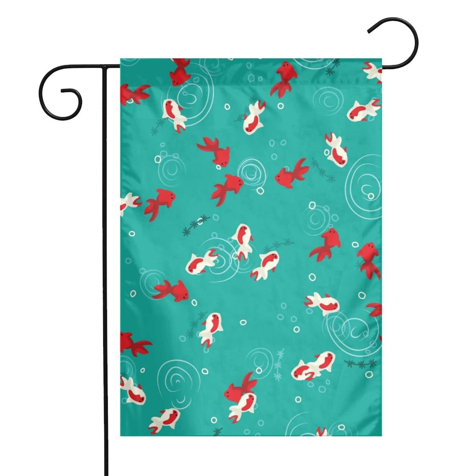 St. Patrick's Day Garden Flag 12x18 Inch - Double Sided White & Red Koi Fish Swimming in Green Pond - Vertical Holiday Decor for Farmhouse, Yard, Porch, Outdoor Spring Decorations - Perfect for St. Patrick's Day Celebrations and Irish-Themed Home Decor