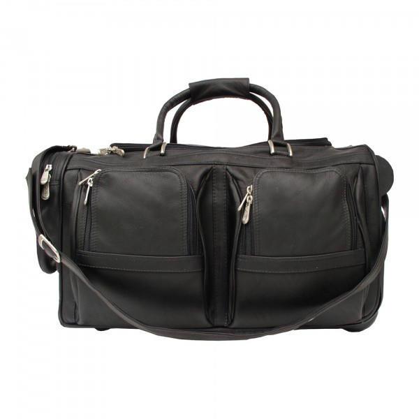 Premium Leather Duffel Bag with Multiple Pockets & Wheels - Perfect for Business Travel, Gym, and Weekend Getaways