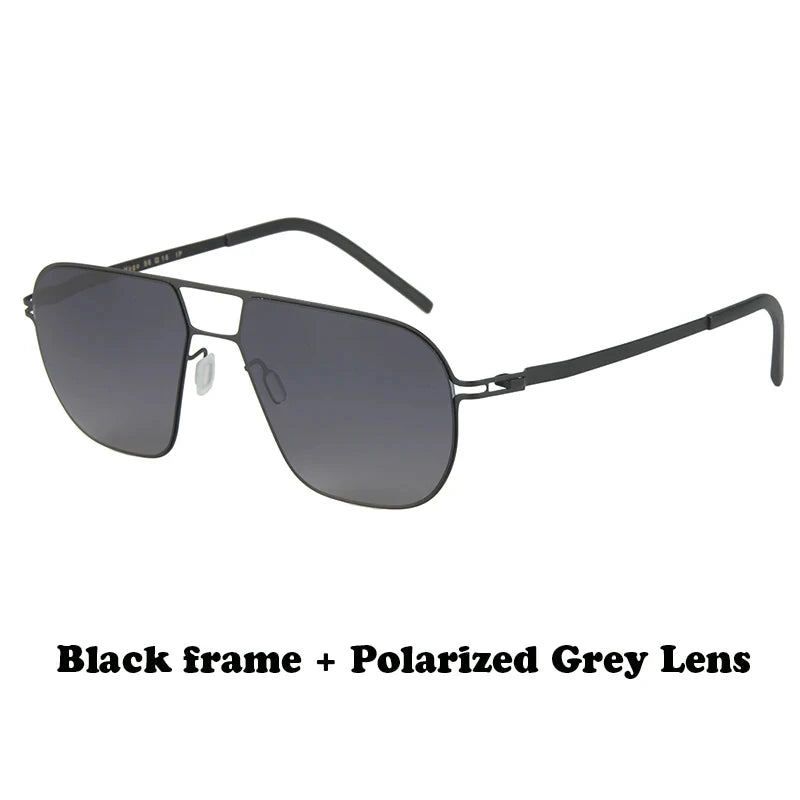 Aimee Men's Full Rim Oval Double Bridge Screwless Titanium Sunglasses 19140 - Lightweight Polarized UV Protection for Driving, Outdoor Sports & Fashion Accessories