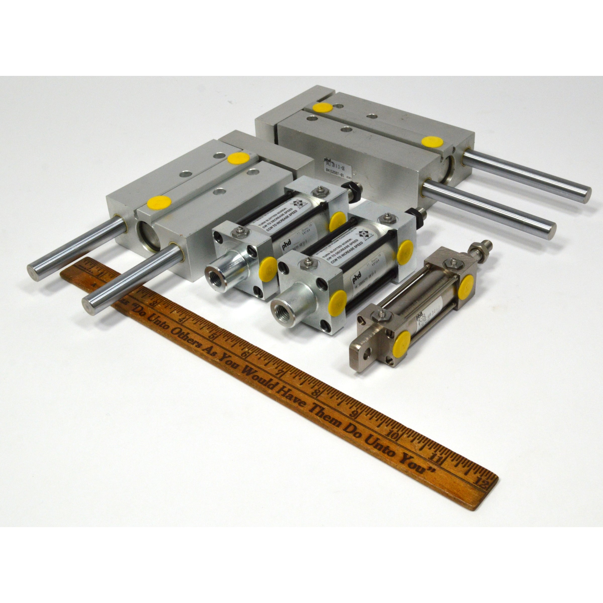 New PNEUMATIC CYLINDER Lot of 5 PHD Air Cylinders - 2 Dual SAL1 20X3 & 20X2 Q6 - Perfect for Industrial Automation & Machinery Applications