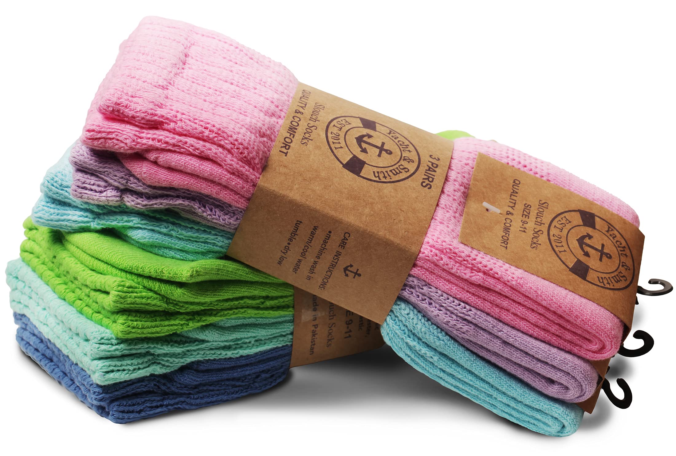 Yacht & Smith 120 Pack Women's Cotton Slouch Socks - Knee High Boot Socks for Women - Soft & Comfortable Crew Socks for Everyday Wear, Winter, Fall & Boot Season