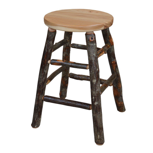 Hickory Wood Counter Stool - Rustic Bar Stool for Kitchen Island, Breakfast Nook & Home Decor - Durable & Comfortable Dining Chair with Back Support
