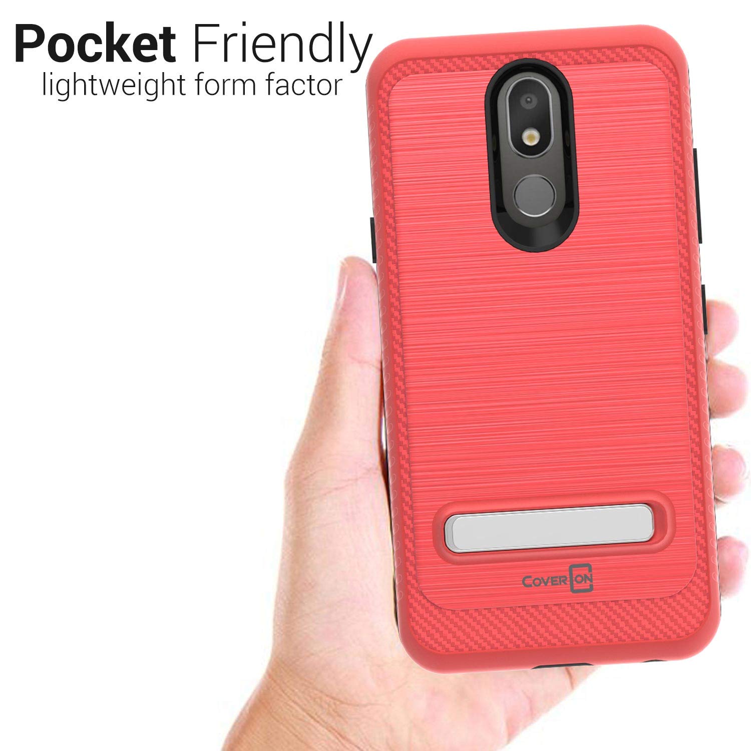 CoverON Metal Kickstand Case for LG Aristo 4 Plus & LG Prime 2 - SleekStand Series in Racing Red | Perfect for Hands-Free Viewing & Gaming