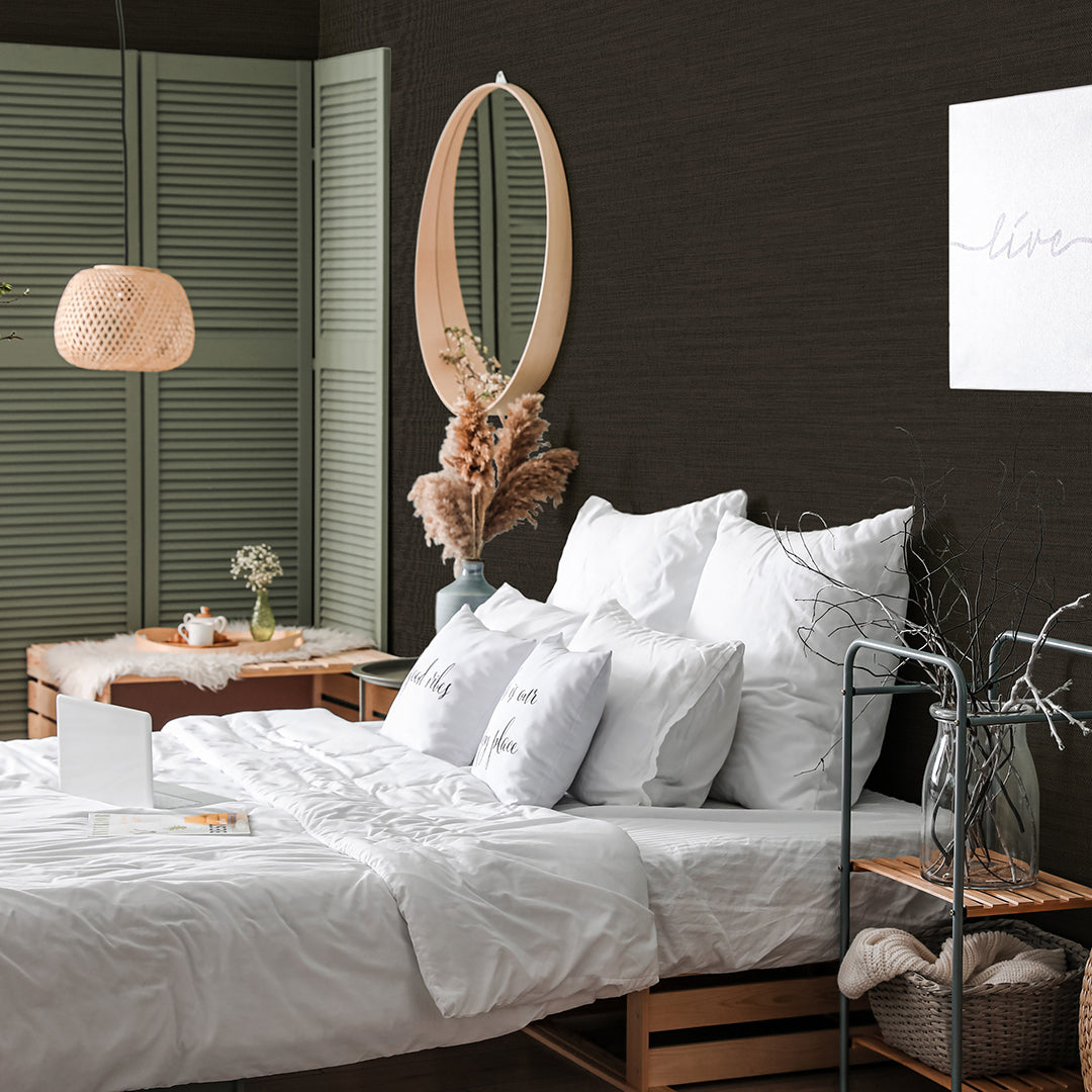 Self-Adhesive Faux Grasscloth Wallpaper - Horizontal Textured Peel & Stick Wallpaper for Living Room, Bedroom, and Office Decor