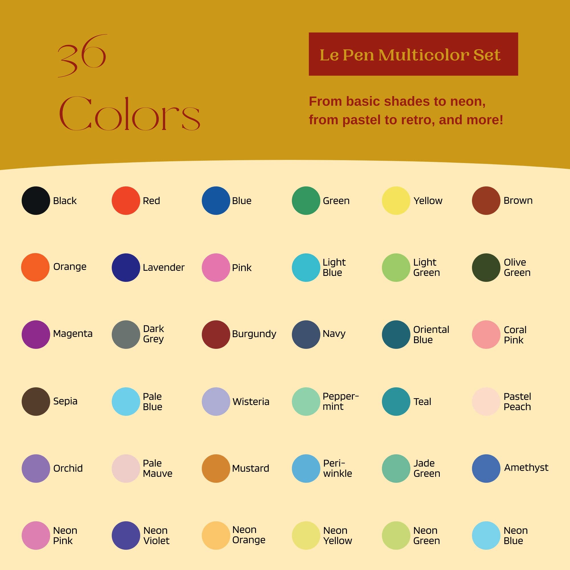 Uchida Le Pens 36-Color Multicolor Fine Line Pen Set - 0.3mm Smudge-Proof Journaling Pens for Writing, Drawing & Art - Perfect for Bullet Journals, Scrapbooking, Note Taking & Creative Projects