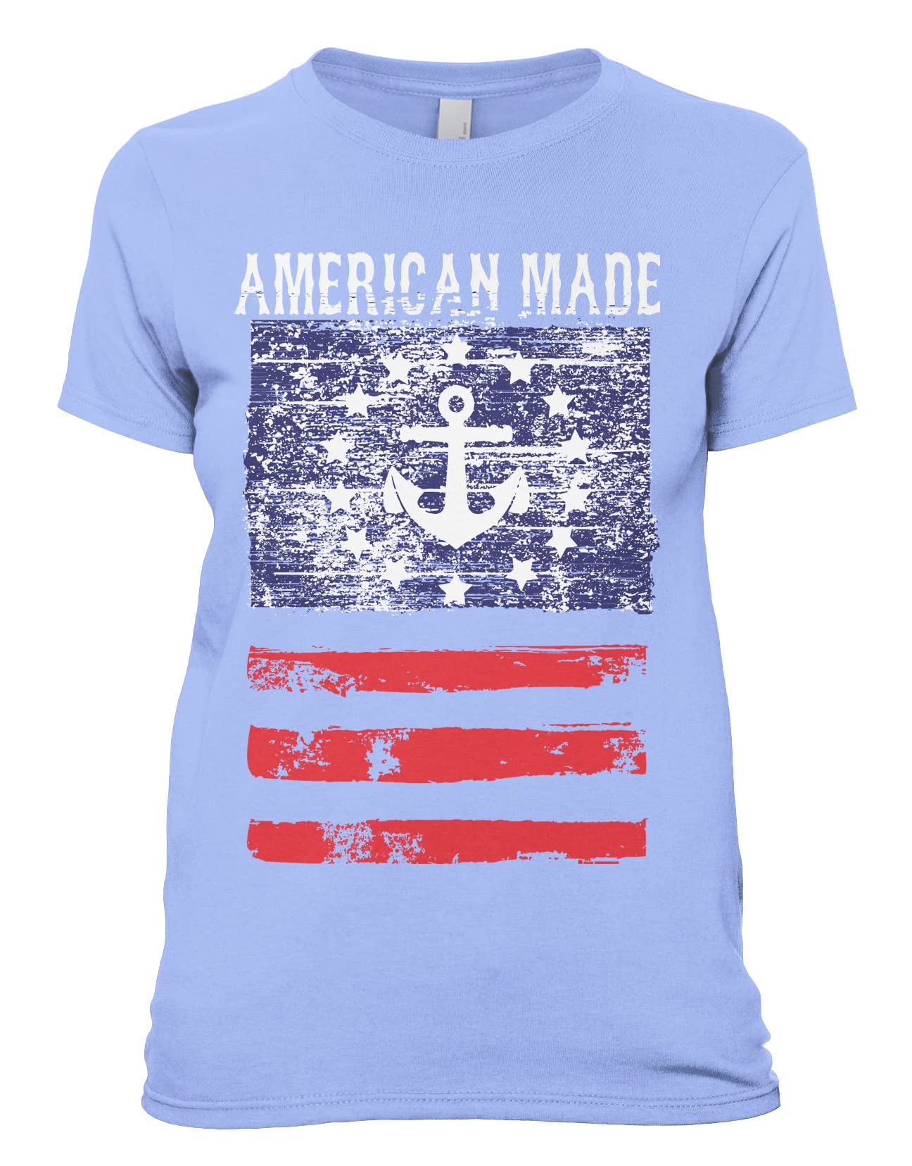 USA Flag T-Shirt for Women - Faded Anchor Design | Patriotic Casual Wear