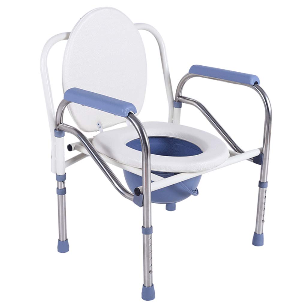Adjustable Height Folding Commode Chair for Elderly & Disabled - Steel Frame Medical Toilet Seat with Safety Features - Ideal for Bathroom, Shower & Home Care Use