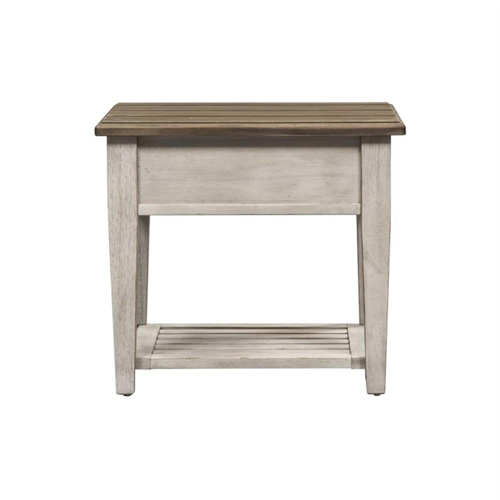 Liberty Furniture Industries Heartland Drawer End Table - Antique White Nightstand for Bedroom, Living Room & Office | Side Table with Storage