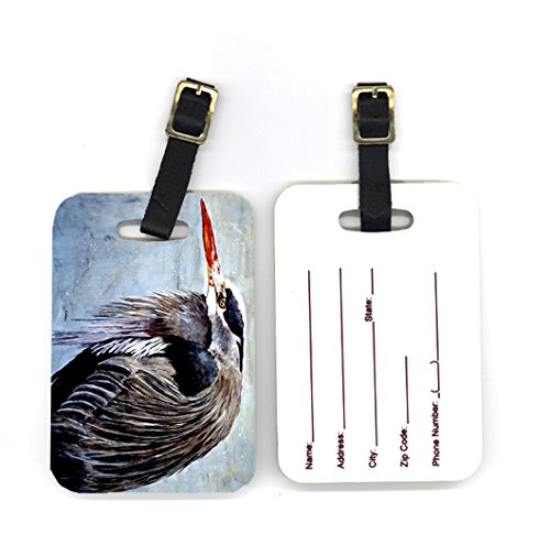 Caroline's Treasures 8652BT Blue Heron Luggage Tags - Durable Suitcase ID Labels for Travel (Set of 2, Large, Multicolor) - Perfect for Airports, Cruise Ships & Business Trips