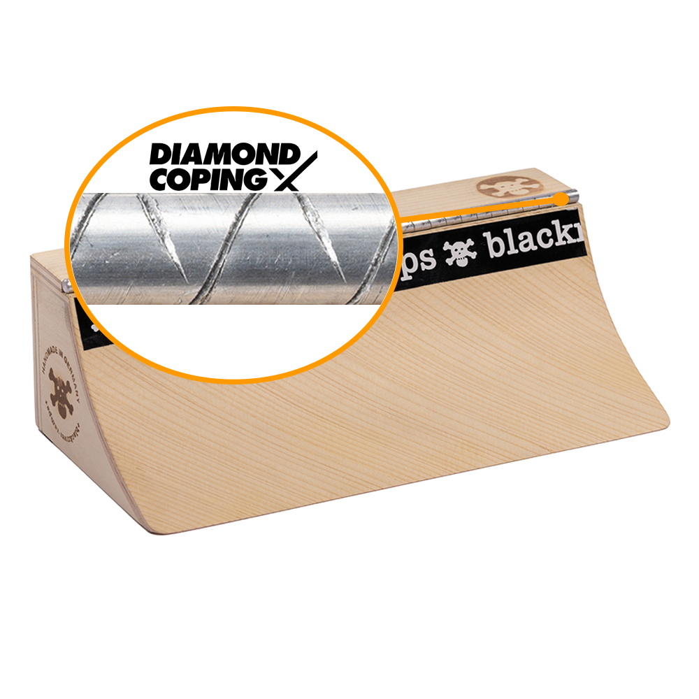 Blackriver Fingerboard Ramp Pocket Quarter XL with Diamond Coping - Perfect for Skateboard Training & Fingerboard Tricks at Home or Office