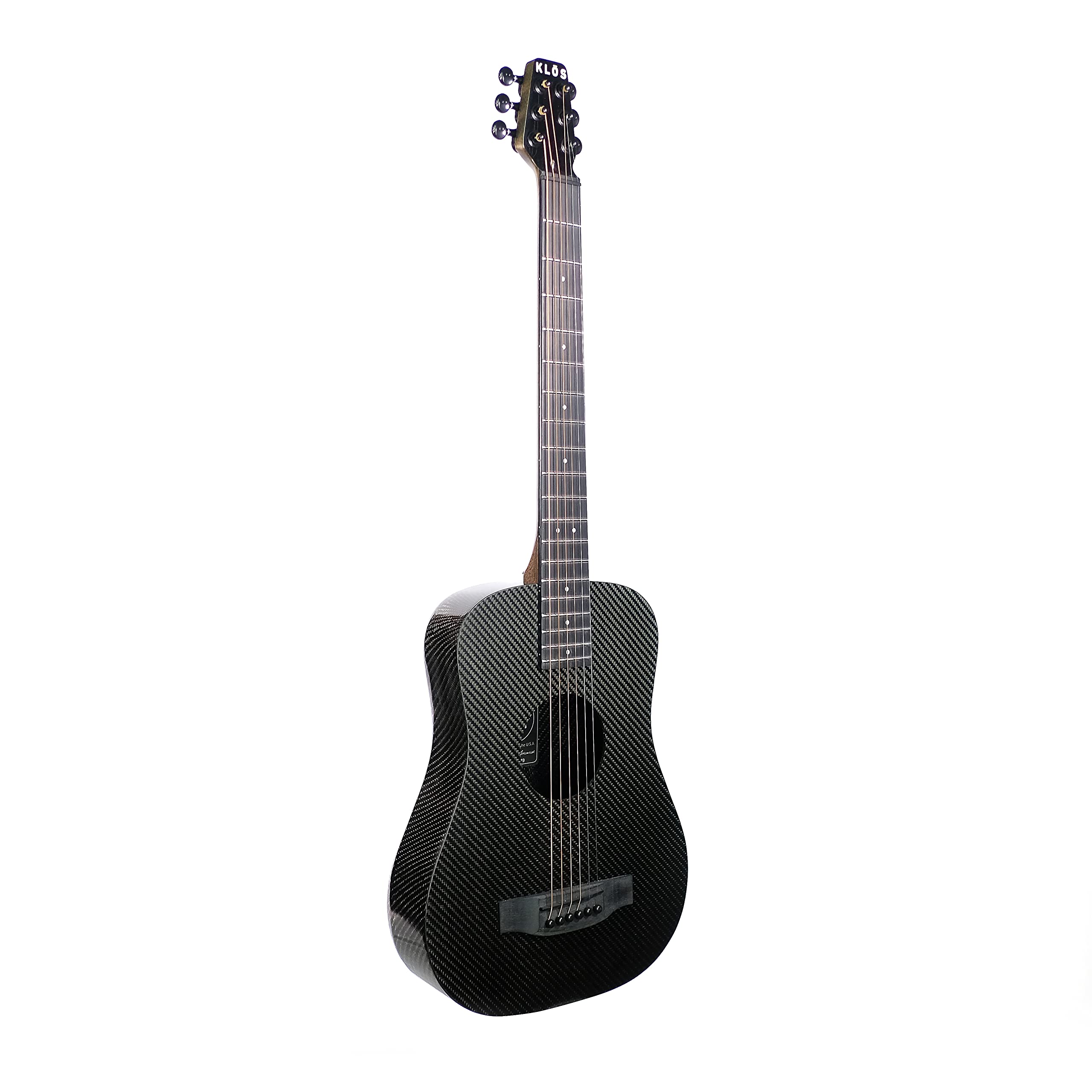 KLOS Travel Deluxe Carbon Fiber Acoustic Electric Guitar - Black | Lightweight & Durable | Includes Gig Bag, Strap, Capo | Perfect for Travel, Camping & Street Performances