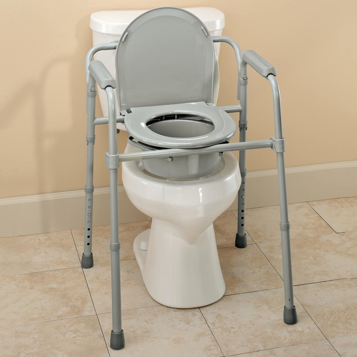 Portable Folding Commode Chair with Splash Guard, Bucket & Lid Cover - Adjustable Height Bedside Toilet for Elderly & Disabled - Ideal for Home Care, Travel & Emergency Use