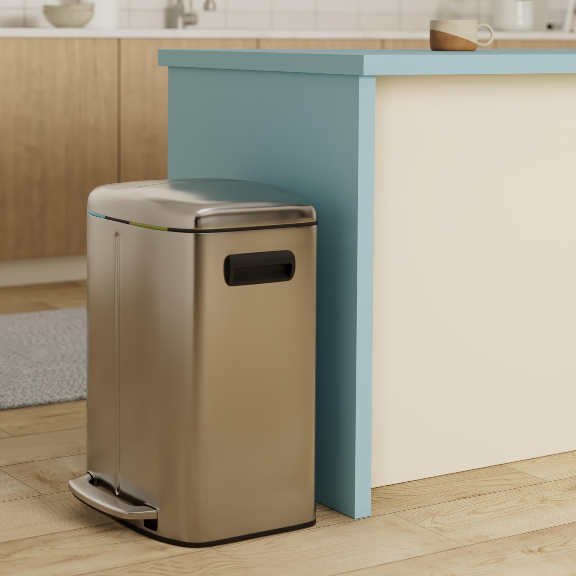Stainless Steel Step Trash Can with Lid - 10 Gallon (40L) High Capacity Kitchen Garbage Bin for Home, Office, Bathroom & Bedroom - Fingerprint-Proof & Odor Control - Perfect for Waste Disposal in Any Room