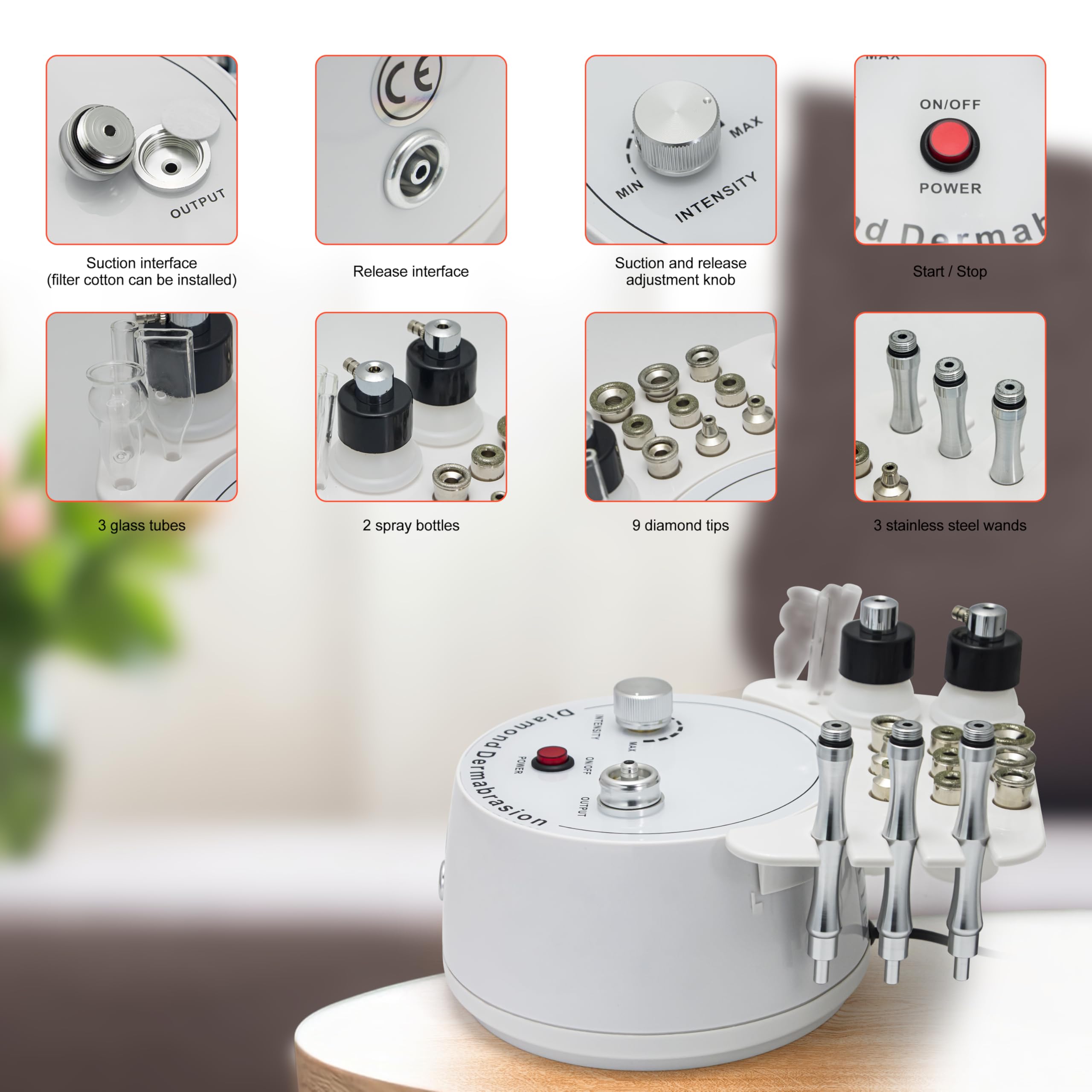 Professional Diamond Microdermabrasion Machine - 3-in-1 Skin Rejuvenation & Blackhead Removal Beauty Device (Elitzia ETNF108) for Home Spa & Facial Treatments