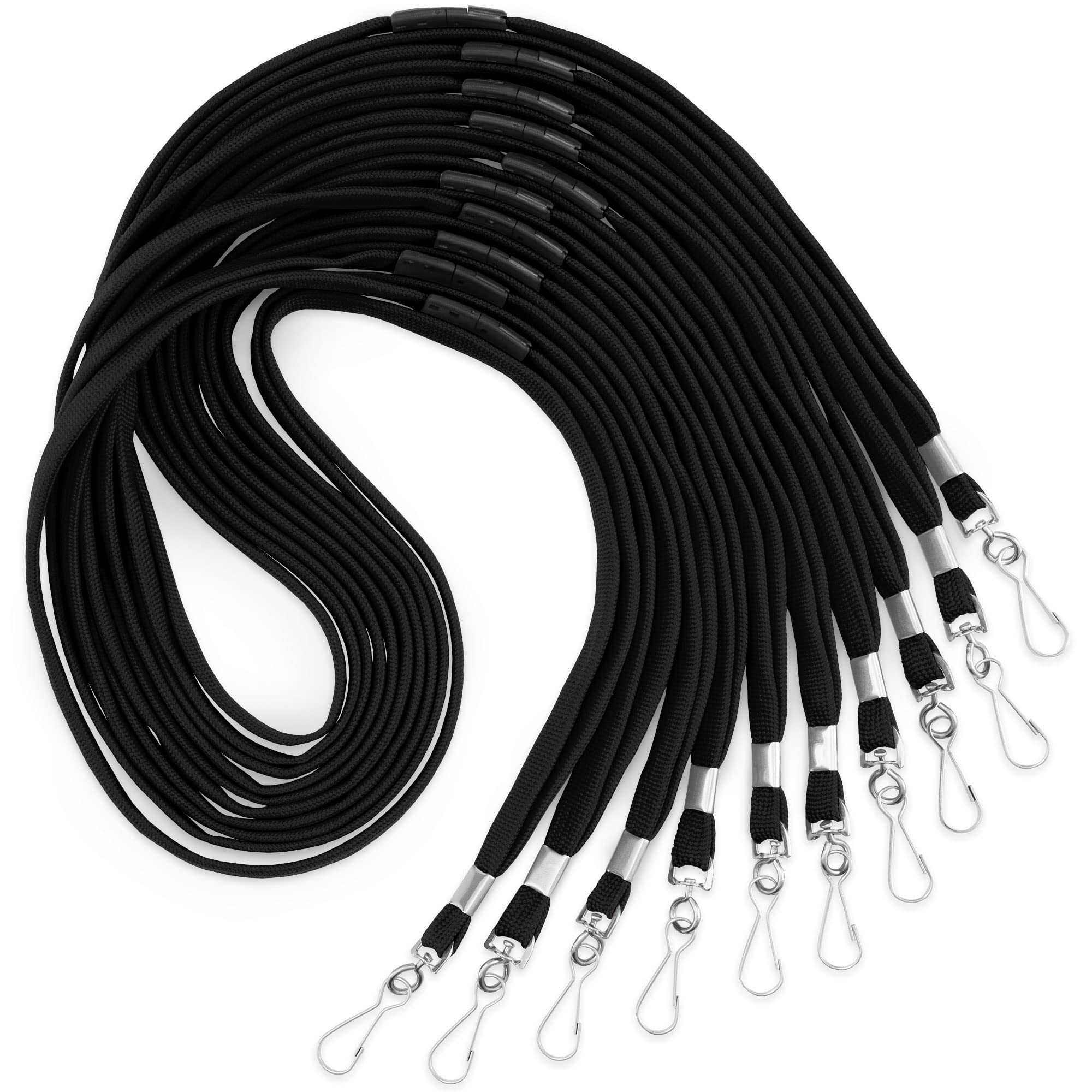 MIFFLIN-USA Breakaway Safety Lanyard for ID Badges - 36 Inch Black Woven Neck Strap (250 Pack) - Perfect for Schools, Offices, Events & Conferences