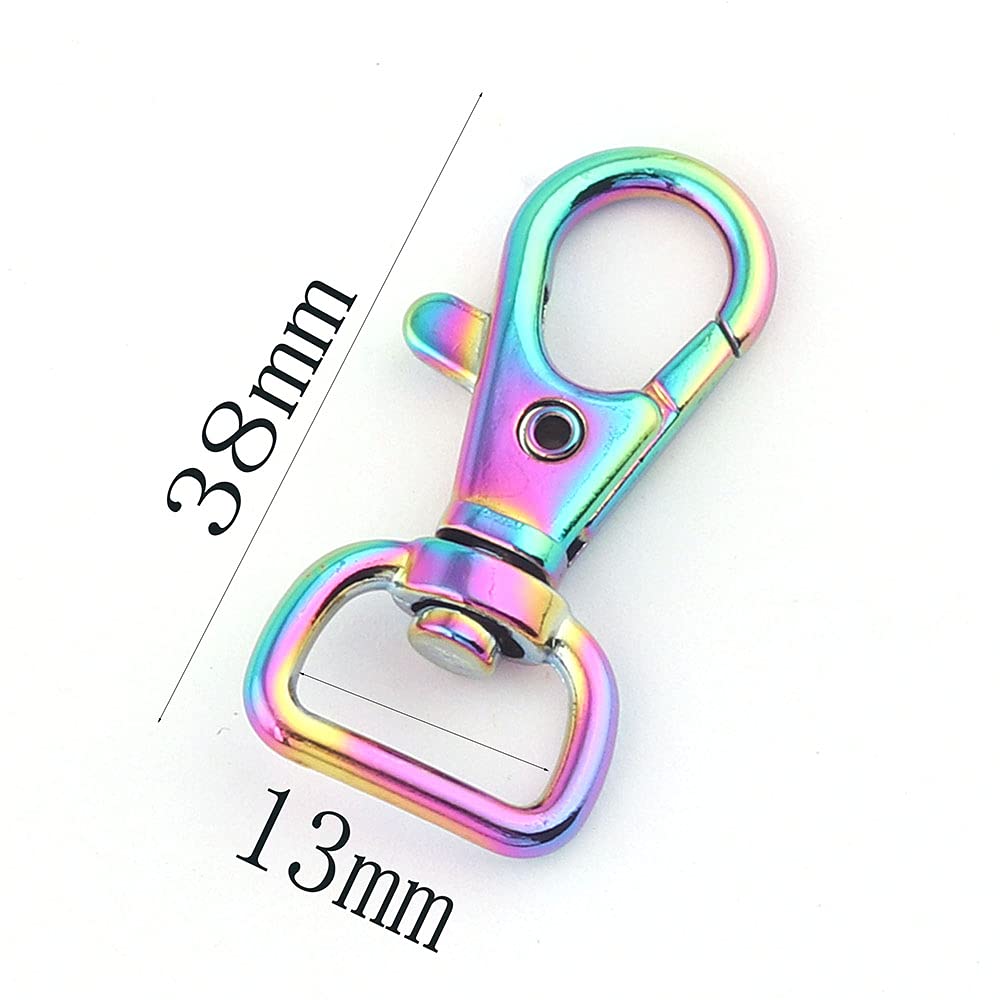 Rainbow Swivel Clasps 6-Pack - 13mm Lobster Claw Clips for Keys, Lanyards & Bags - Durable Keychain Accessories