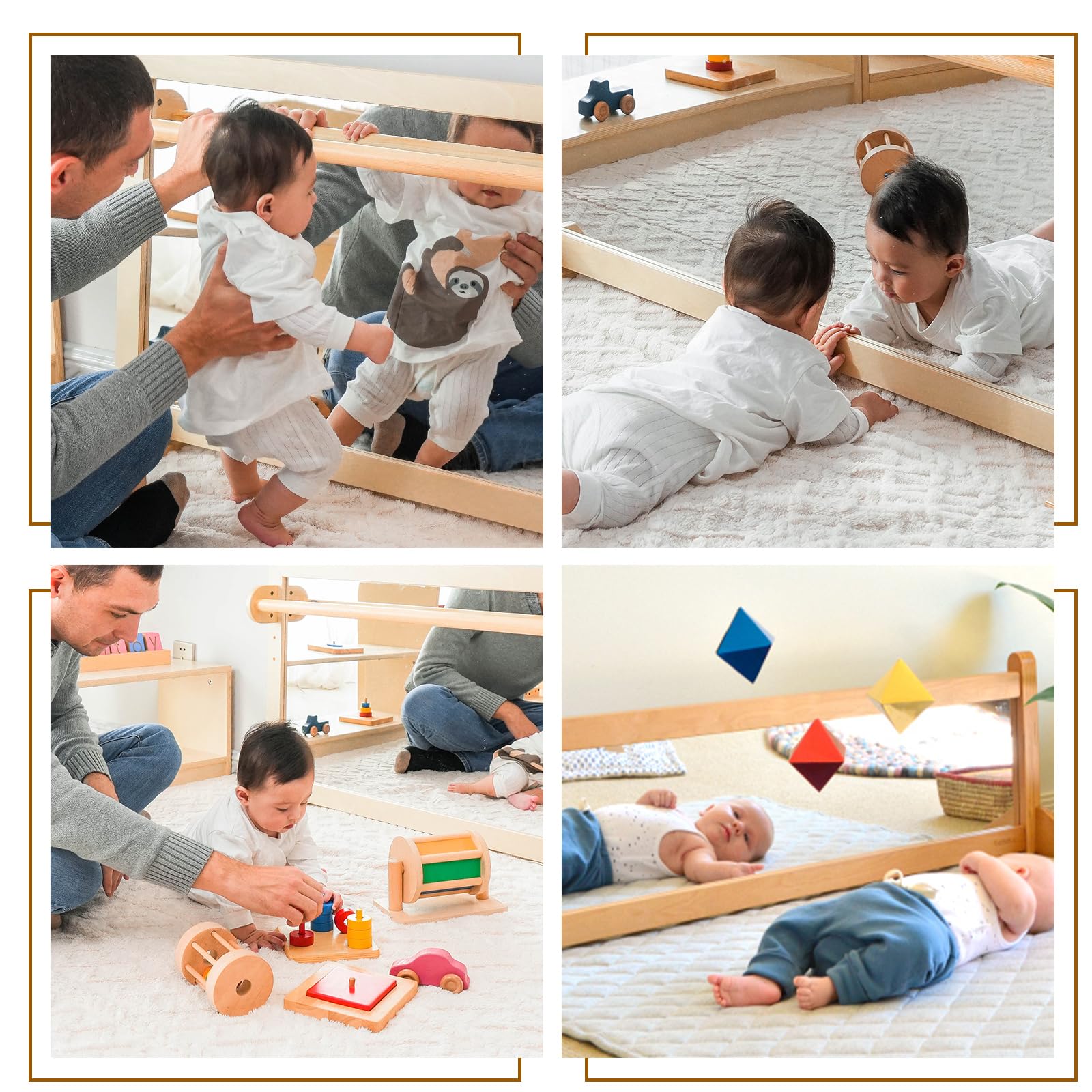 XIHAToy Montessori Wooden Toddler Mirror - Shatterproof Acrylic Safety Mirror for Kids, Dual-Use Early Learning & Walking Mirror - Perfect for Nursery, Playroom & Montessori Classroom Activities
