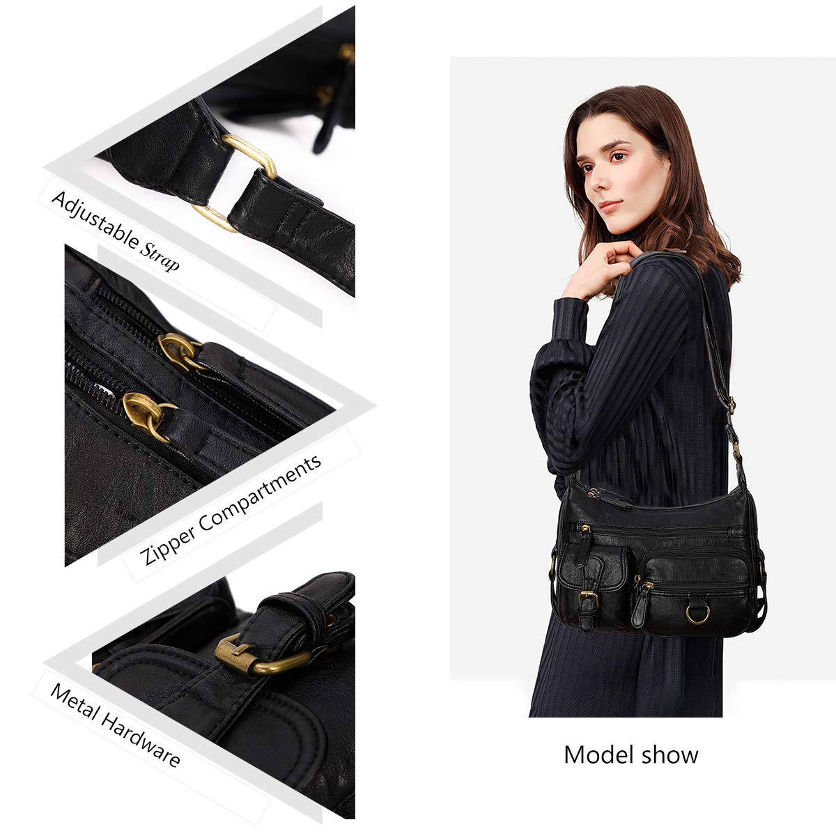 Angel Barcelo Crossbody Shoulder Bag - Women's PU Leather Purse for Daily Use & Travel