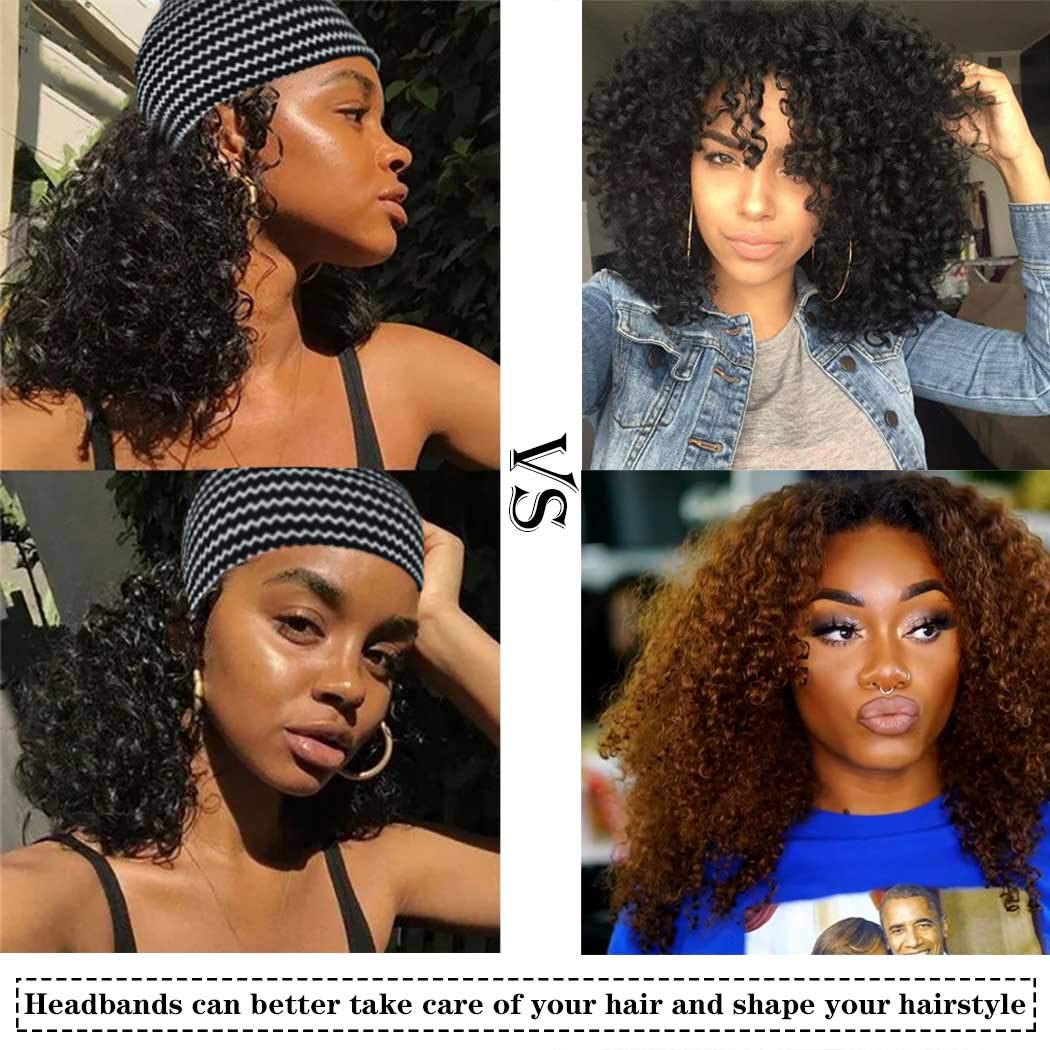Boho African Headbands for Women - 3 Pack Knotted Elastic Headwraps with Buttons for Face Masks | Yoga, Sports, Workout & Everyday Hair Accessories | Turban Style Headwear for Casual & Athletic Wear