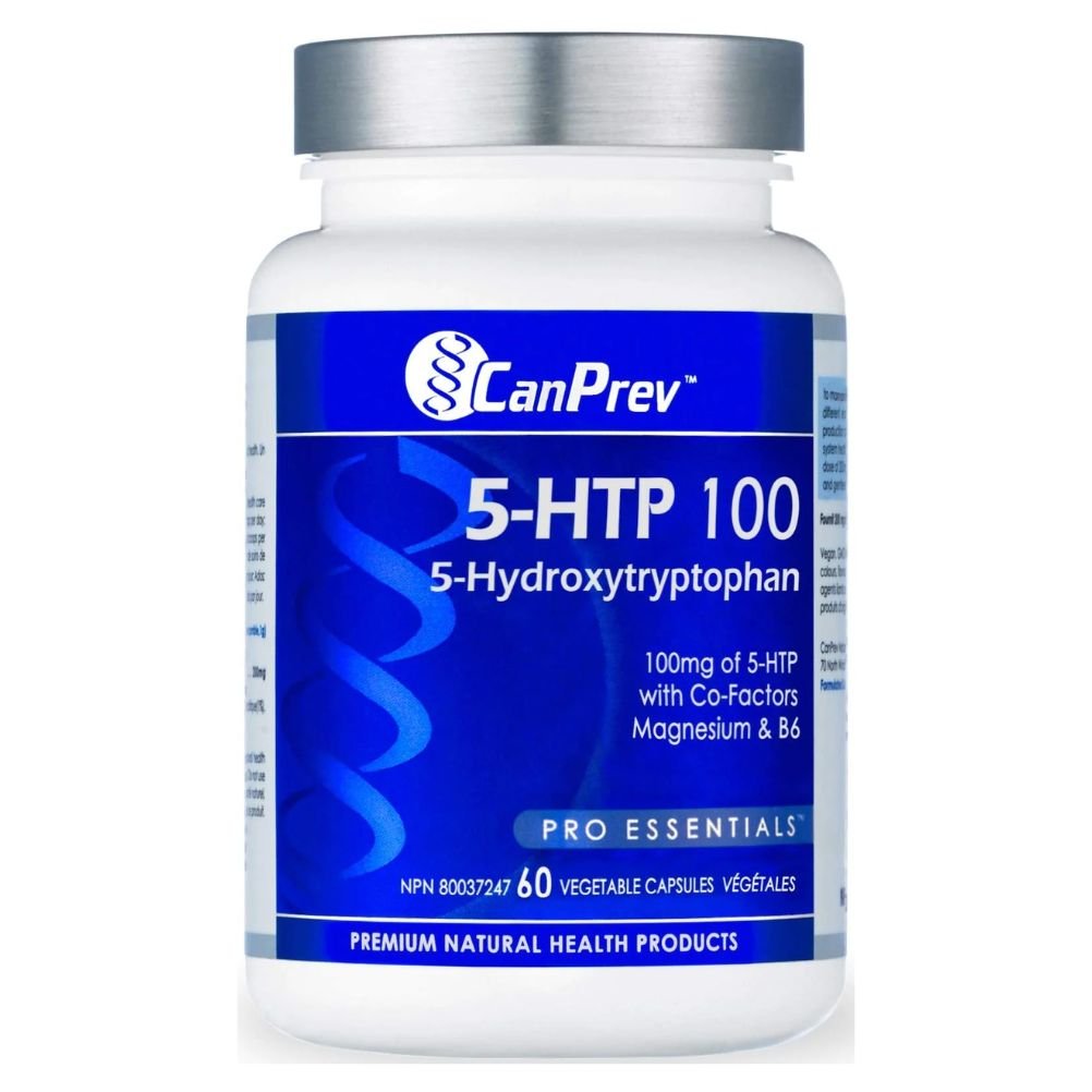 Canprev 5-HTP 100mg with Vitamin B6 & Magnesium 60 Vegan Capsules - Supports Mood, Sleep & Stress Relief