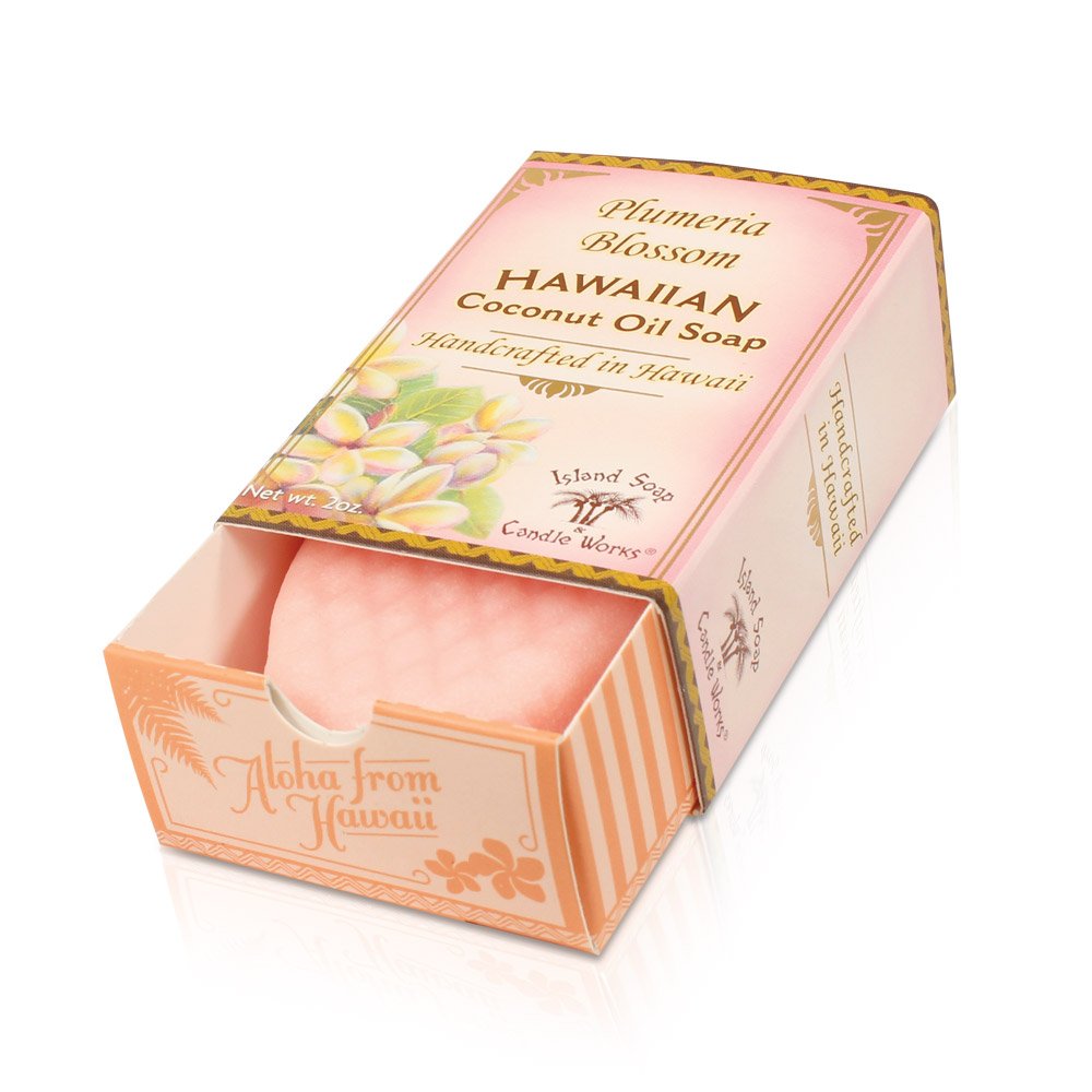 Handmade Coconut Soap with Plumeria Scent by Island Soap & Candle Works - Natural Moisturizing Bar Soap for Dry Skin, Perfect for Bath, Shower & Gift Giving