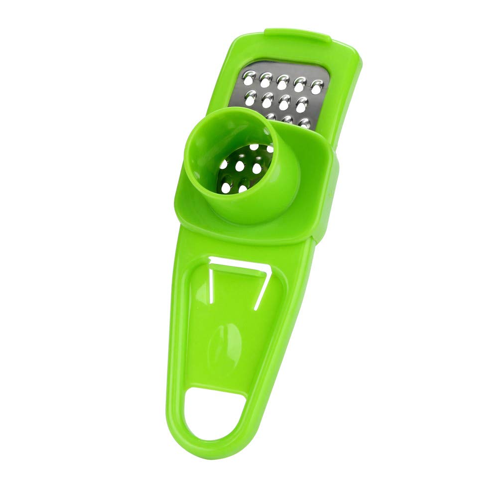 Premium Stainless Steel Garlic Press - Heavy Duty Ginger Crusher & Grater - Multi-Functional Kitchen Tool for Cooking, Baking & Meal Prep - Ergonomic Green Design - Perfect for Garlic Lovers & Home Chefs