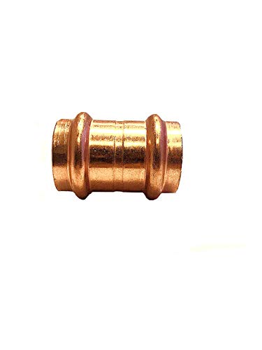 1-1/2 Inch Copper Press Coupling with Stop - Press x Press Fitting for Plumbing Supply - 1-1/2'' Copper Pipe Connector - Ideal for Residential & Commercial Water Systems