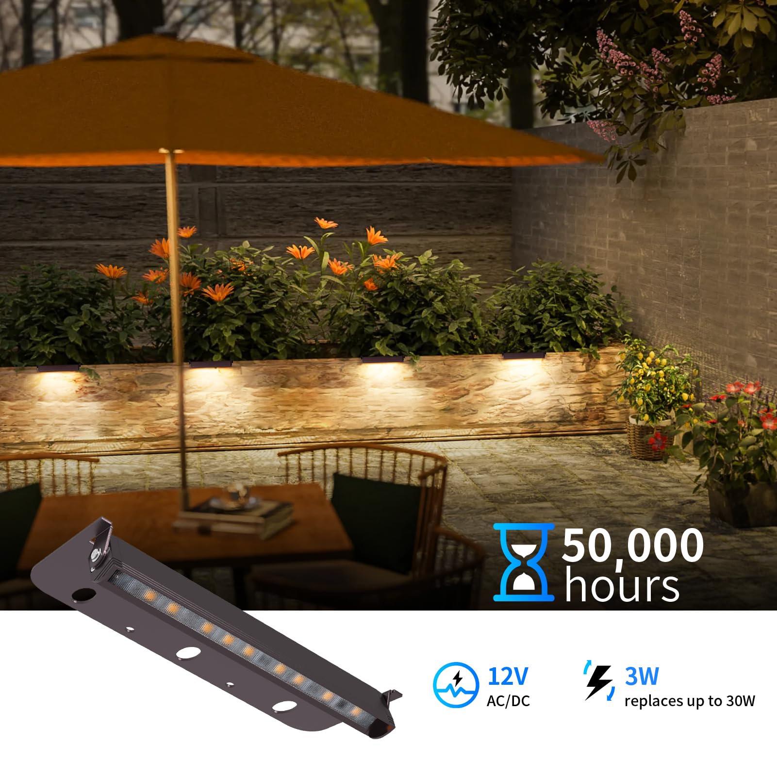 4-Pack 3W 7 Inch LED Hardscape Paver Lights - 12V AC/DC Low Voltage Retaining Wall Lighting - 2700K Soft White Outdoor Step Lights with 50,000 Hours Lifespan - Perfect for Garden Pathways, Driveways, and Landscape Accent Lighting