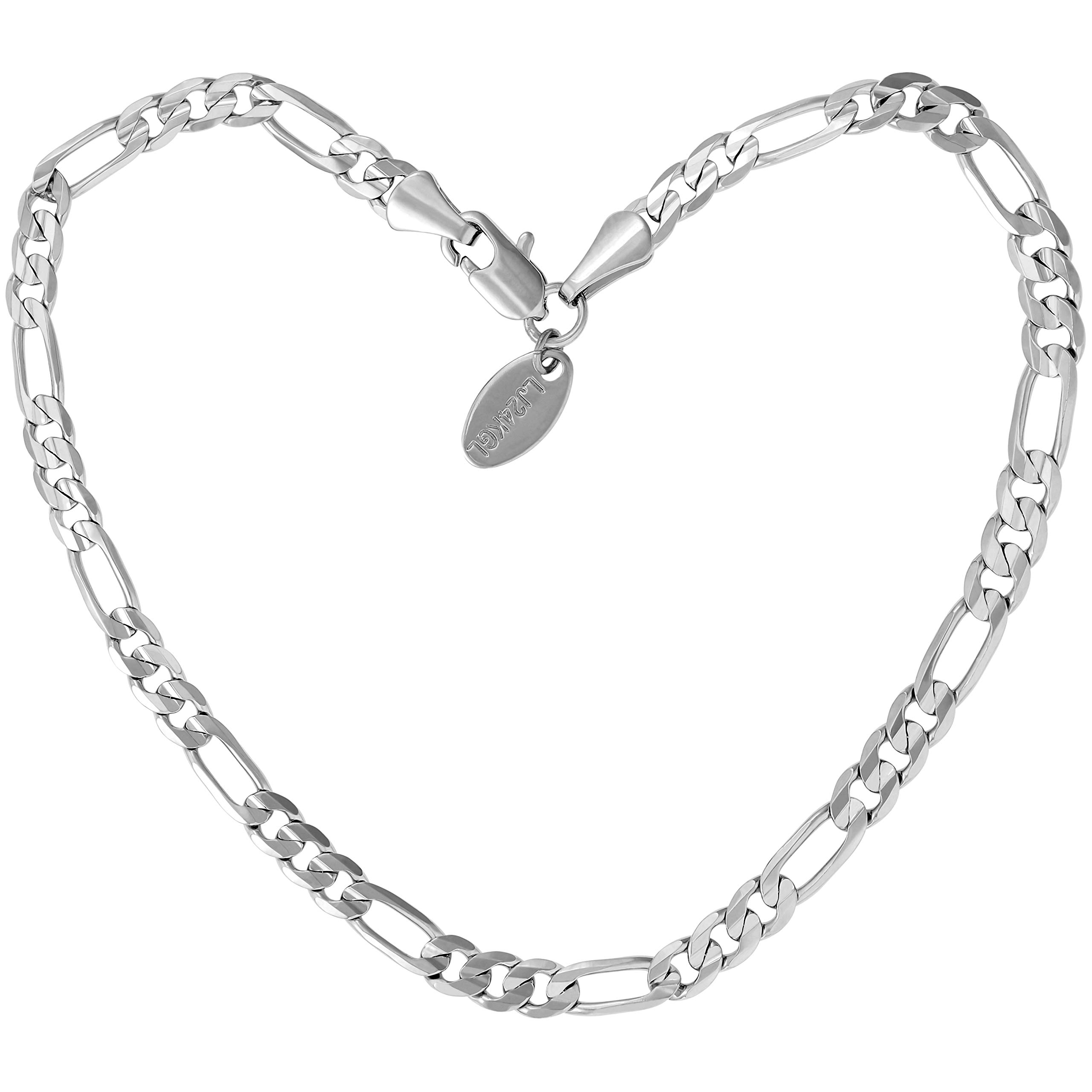 LIFETIME JEWELRY 24k Gold Plated Women's Figaro Chain Anklet Bracelet - 4mm Dainty Ankle Jewelry for Everyday Wear, Beach Vacation & Special Occasions