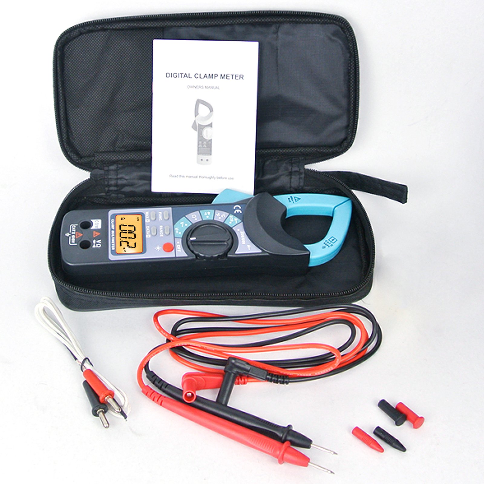 Digital Clamp Meter - AC/DC Current Voltage Tester with Audible Continuity & Resistance Measurement - Perfect for Electricians, HVAC Technicians & DIY Home Electrical Projects