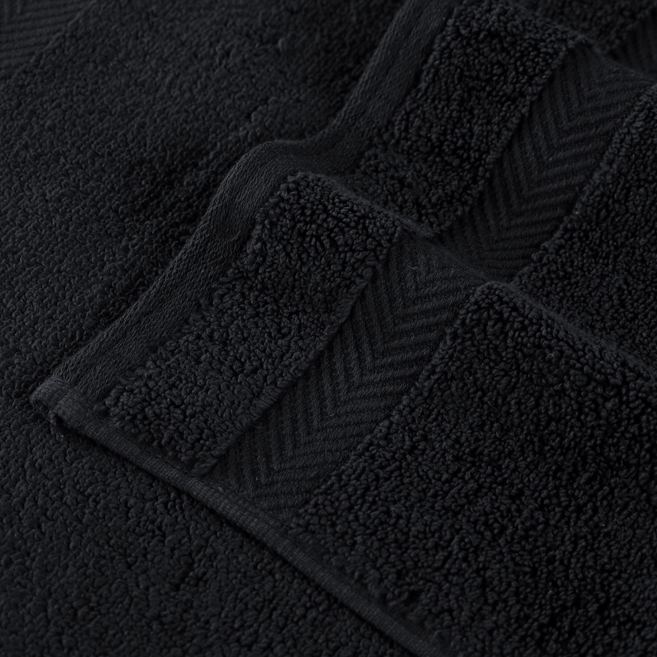 Premium 100% Long-Staple Zero Twist Cotton Towel Set - 6 Piece Ultra Soft Bath, Face & Hand Towels for Luxury Spa, Hotel & Home Use - Black