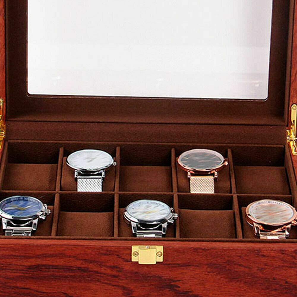 Automatic Rotating Watch Winder Display Case - 10 Slot Luxury Watch Storage Box for Men & Women with Jewelry Organizer | Perfect for Watch Collections, Jewelry Display & Home Decor