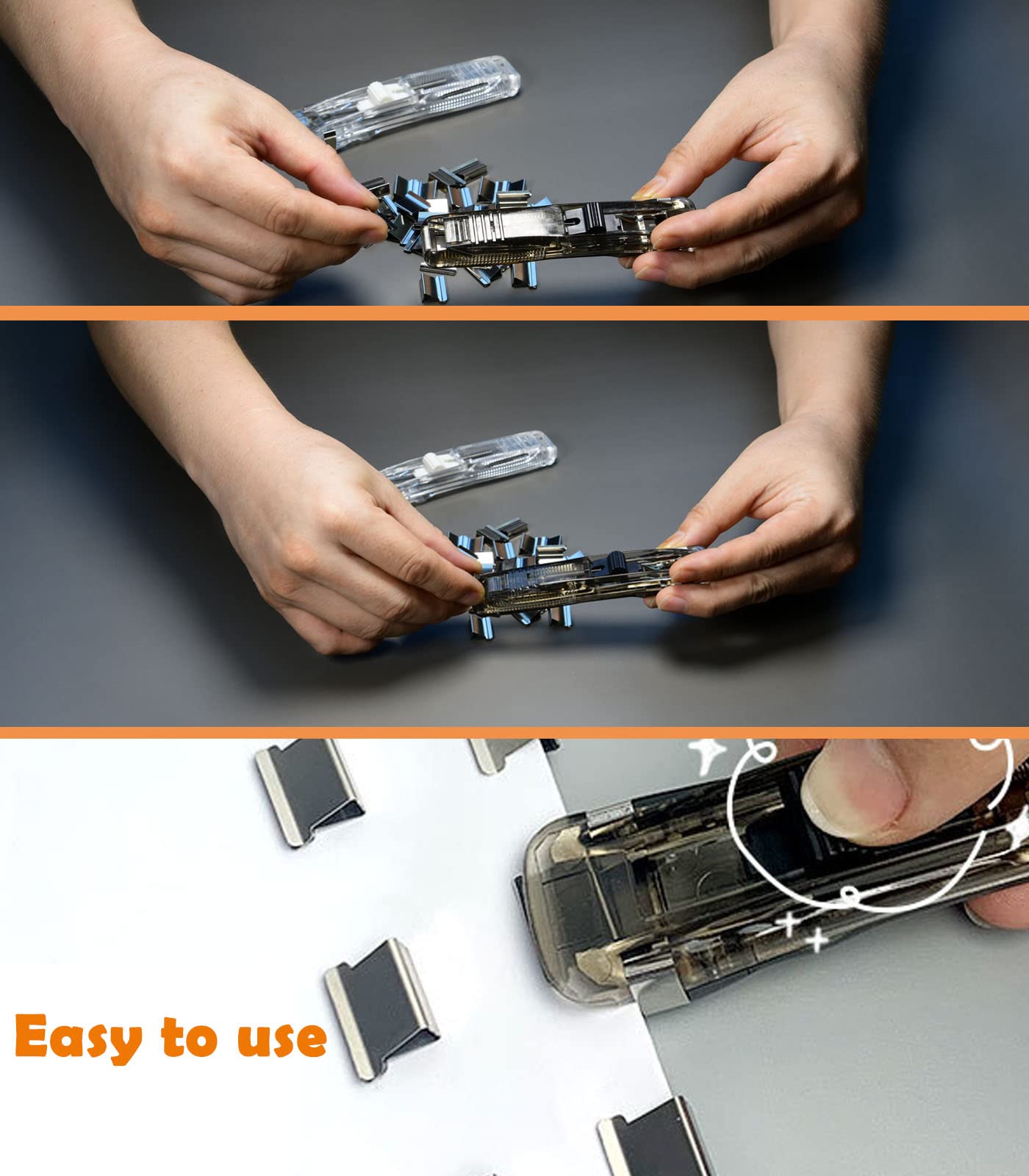 2-Pack Metal Clip Pusher Stapler Clips - Heavy Duty Push Clamp for Office Paper, Book Binding & Document Organization - Perfect for Office Supplies, Home Desk & School Accessories (Paper Clips, Staples, Files)