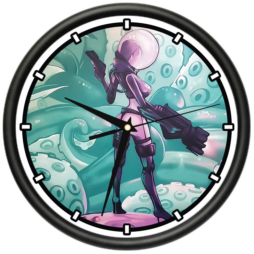 SignMission Tentacle Invasion Design Wall Clock - Silent Quartz Movement, Large Easy-to-Read Numbers - Perfect for Classroom, Office, Bedroom & Home Decor | Unique Octopus Theme Wall Art for Nerdy & Sci-Fi Lovers
