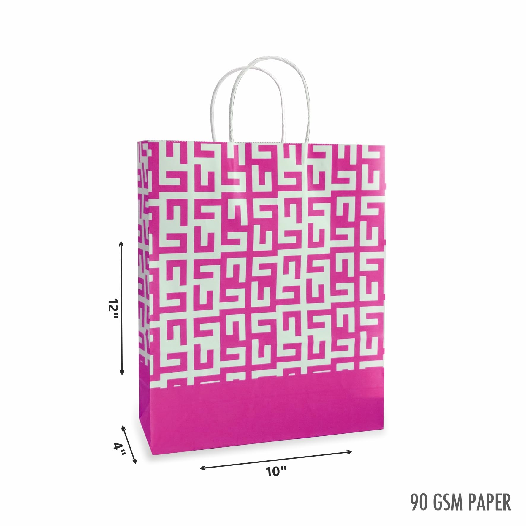 Eco-Friendly Pink Printed Paper Bags - 12 Pack Premium 90 GSM Gift Bags for Diwali, Weddings, Birthdays, Party Favors, Thank You Gifts | Perfect for Goodie Bags, Return Gifts & Special Occasions