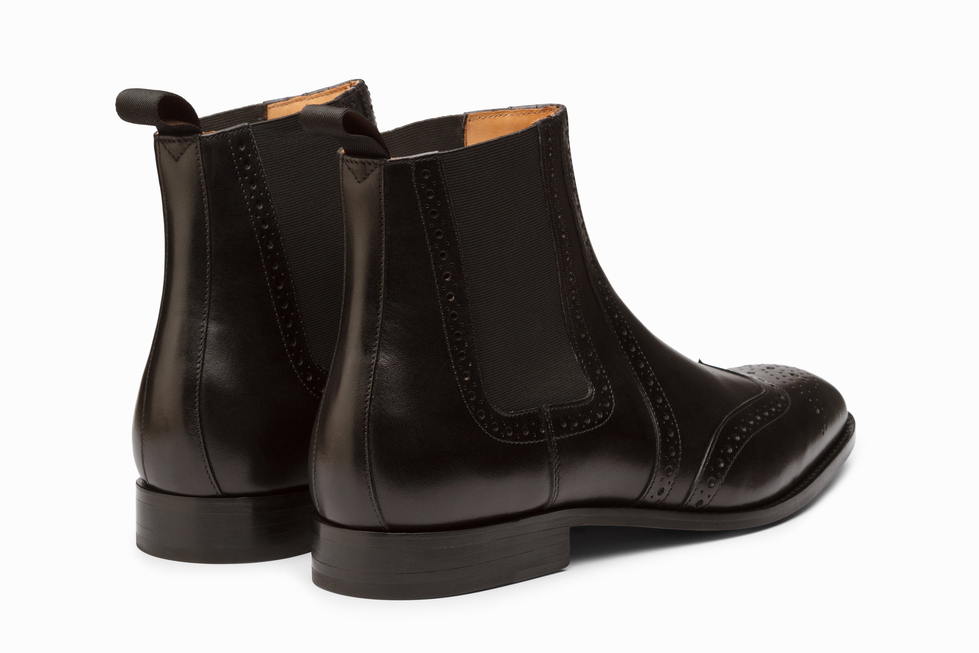Premium Wingtip Chelsea Brogue Boots for Men - Stylish Black Leather Ankle Boots - Perfect for Office, Casual Wear & Formal Occasions
