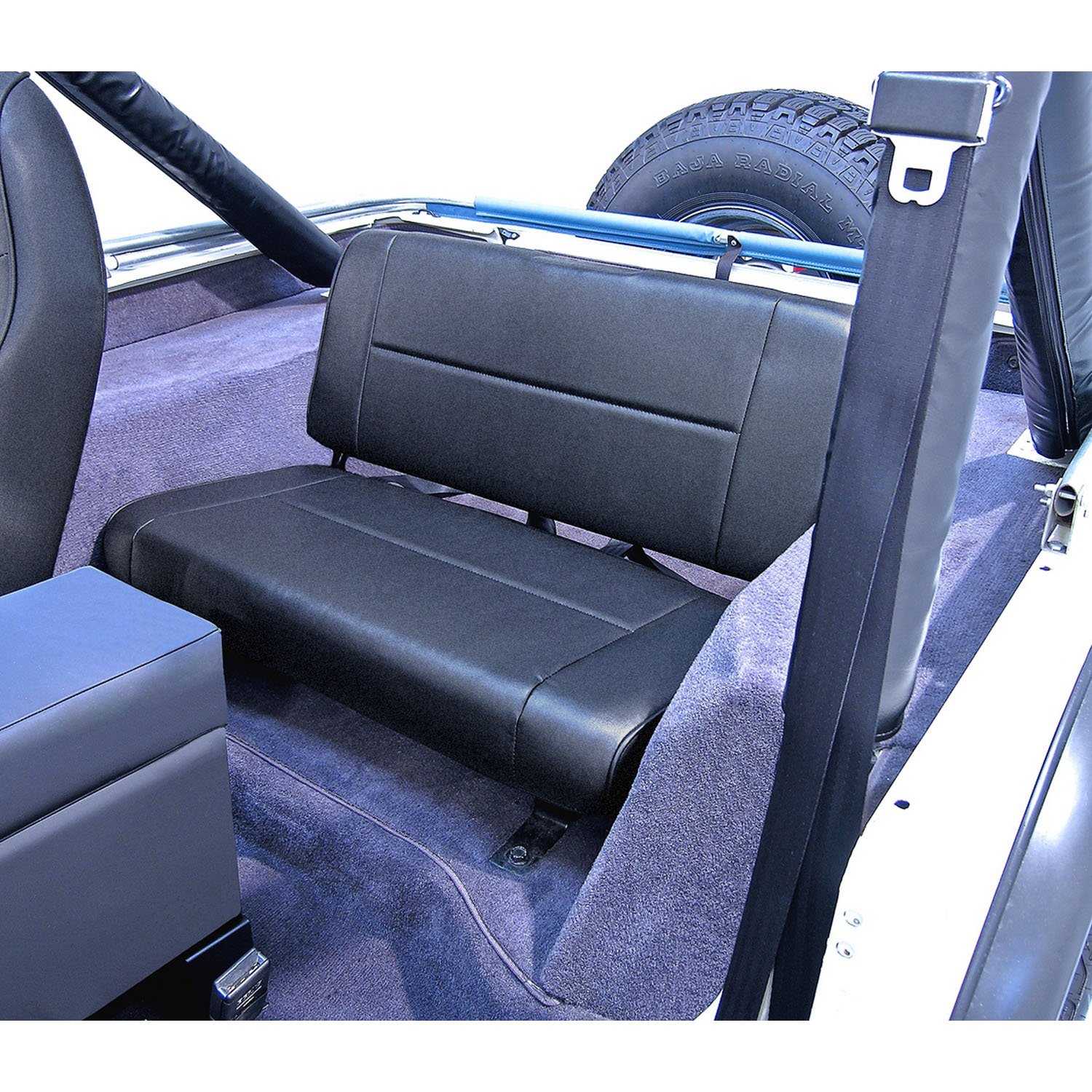 Rugged Ridge Rear Black Seat for 1955-1995 Jeep CJ & Wrangler YJ | Heavy-Duty Replacement | Perfect for Off-Roading & Adventure Trips