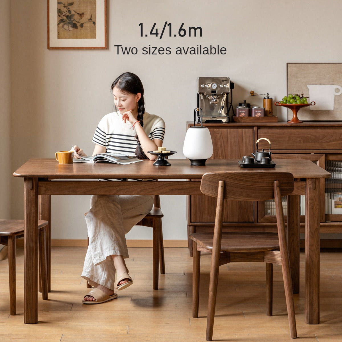Premium Black Walnut & Ash Solid Wood Dining Table - Handcrafted Rustic Farmhouse Style - Perfect for Family Gatherings, Dinner Parties & Cozy Meals