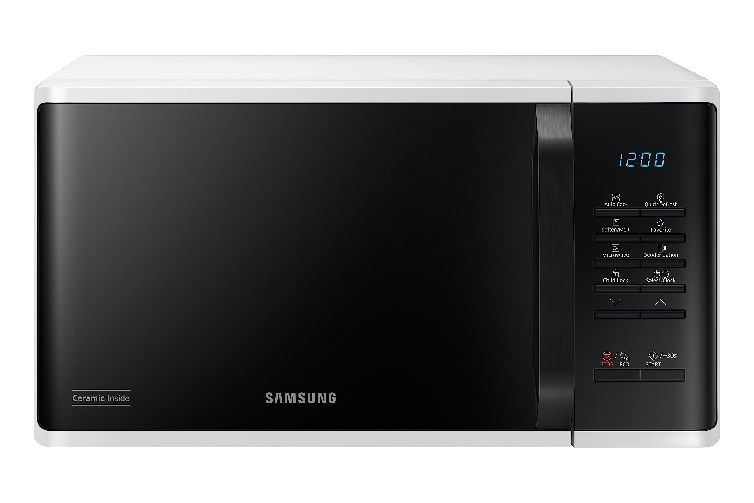 Samsung MS23K3513AW 800W 23L Solo Microwave Oven - Compact White Countertop Microwave for Small Kitchens, Dorms & Offices - Fast Heating & Defrosting