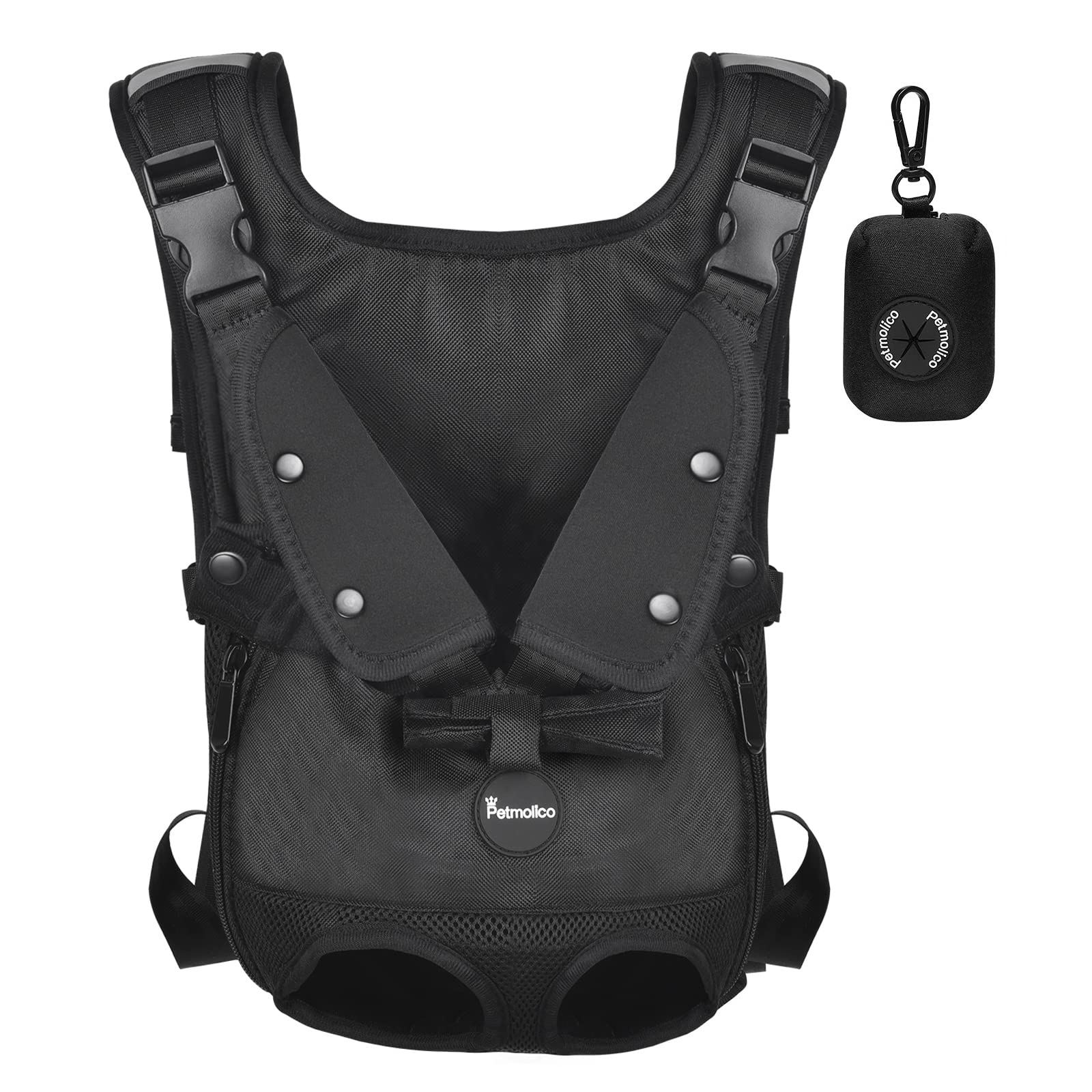 Petmolico Adjustable Dog Carrier Backpack for Small & Medium Dogs - Hands-Free Front & Back Pet Carrier with Legs Out Design for Travel, Hiking, Shopping & Outdoor Adventures