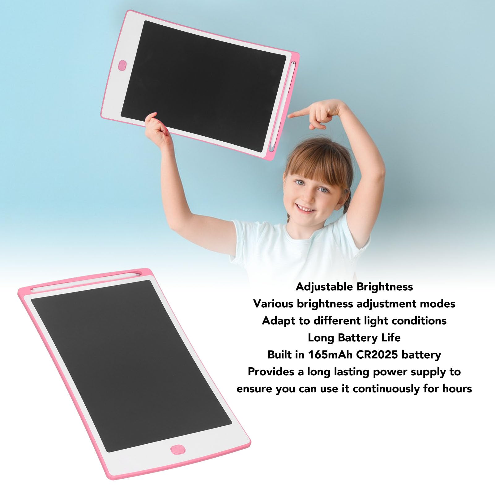 Kids LCD Writing Tablet - Erasable Electronic Drawing Pad with Adjustable Brightness & Eye Protection - Perfect for Home, School & Travel Learning & Doodling