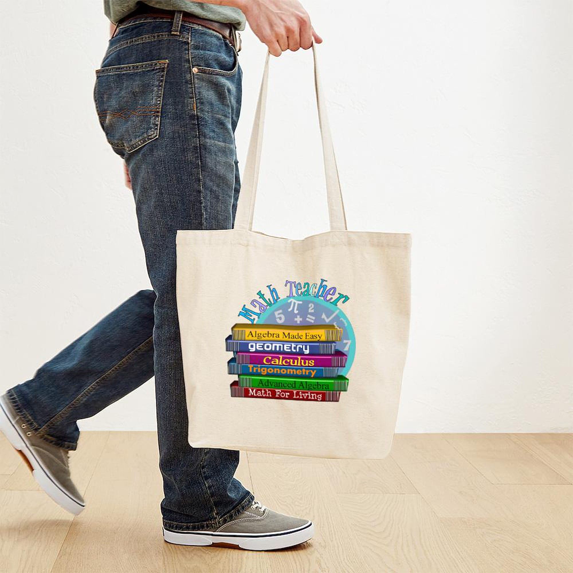 Math Teacher Tote Bag - Natural Canvas Reusable Shopping Bag for School, Work & Groceries | Eco-Friendly & Durable