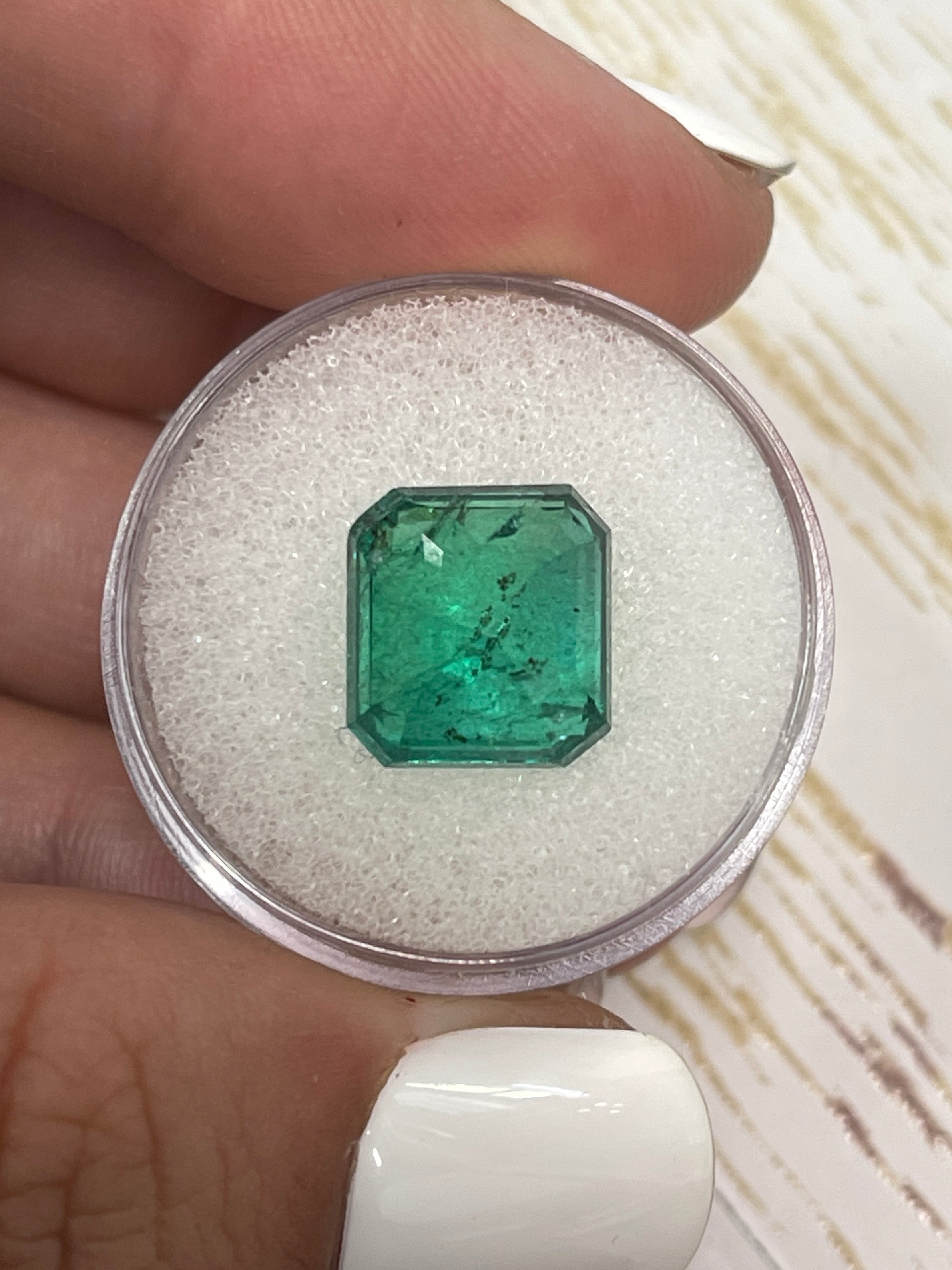 6.54 Carat Natural Loose Zambian Emerald - Medium Deep Green 11.3x10.6mm Emerald Cut Gemstone for Jewelry Making & Engagement Rings