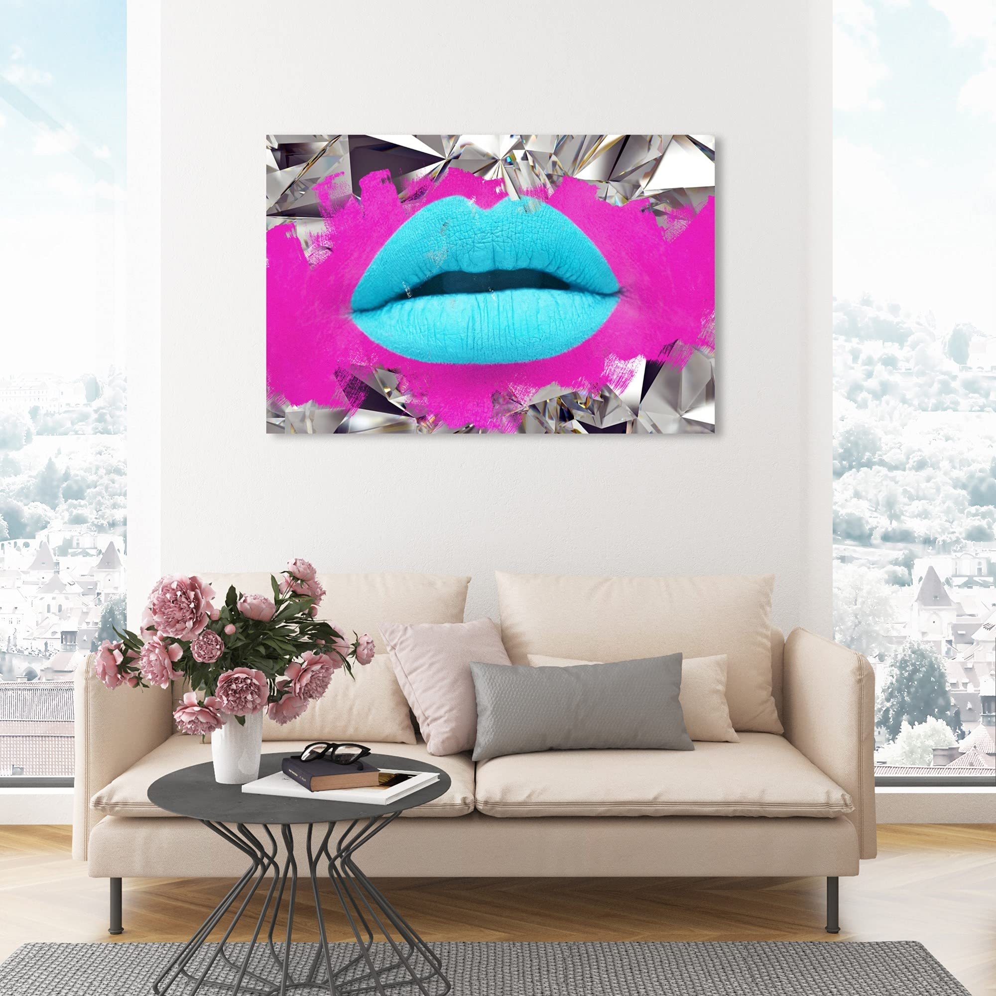 Oliver Gal Artist Co. Fashion Glam Wall Art - 45x30 Inch Stretched Canvas Print of Lips Androkiss for Home Decor | Perfect for Living Room, Bedroom & Office Wall Decor