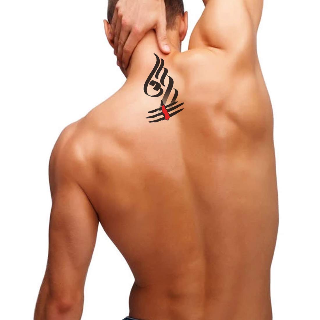 Waterproof Temporary Tattoo for Women & Men - 3D Om Mahakal Tilak Body Art Transfer Sticker (10.5cm x 6cm) - Perfect for Festivals, Parties & Spiritual Events