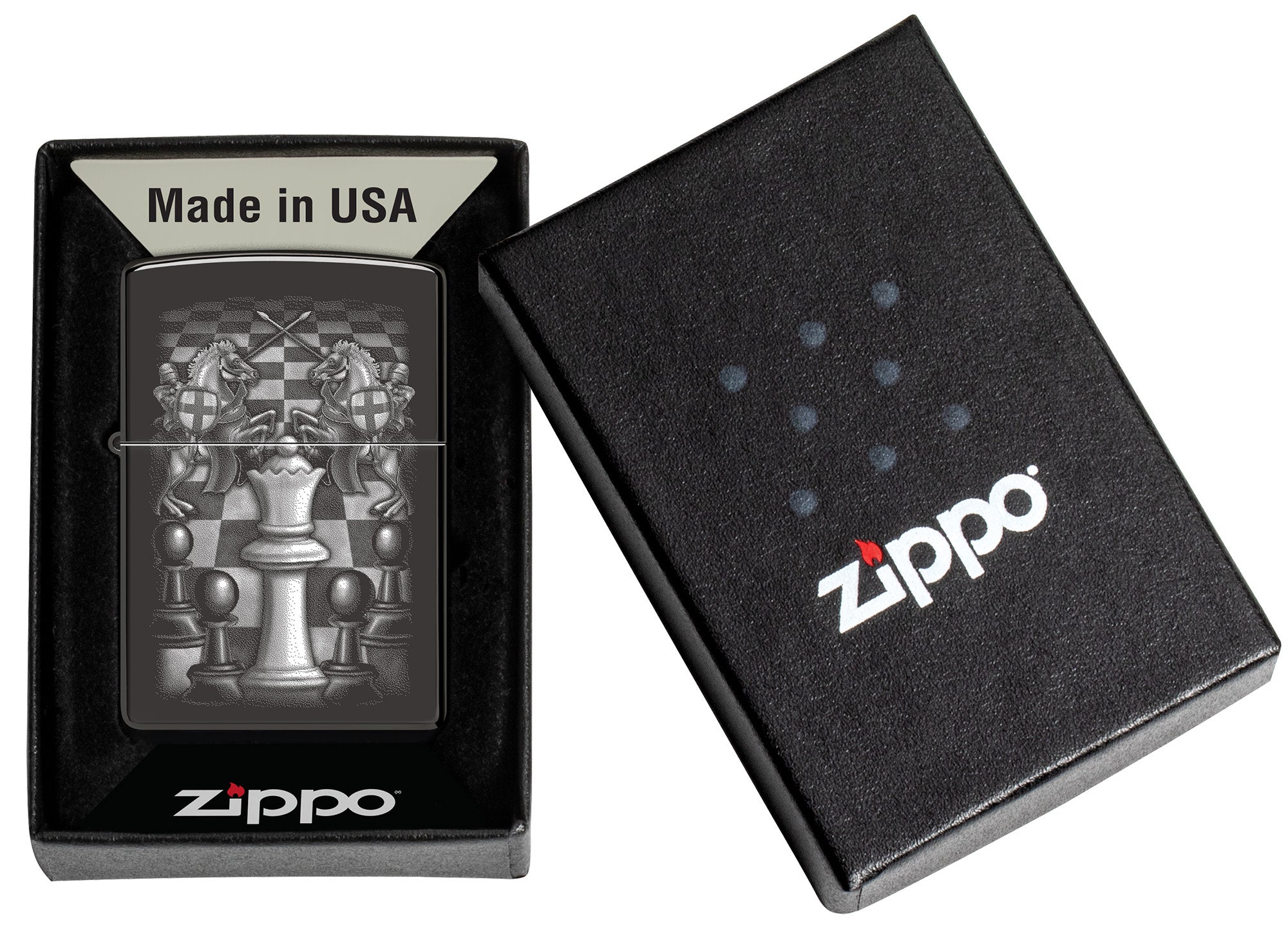 High Polish Black Chess Set - Elegant Chess Board with Photo Image Design - Perfect for Home Decor, Gifts & Game Nights
