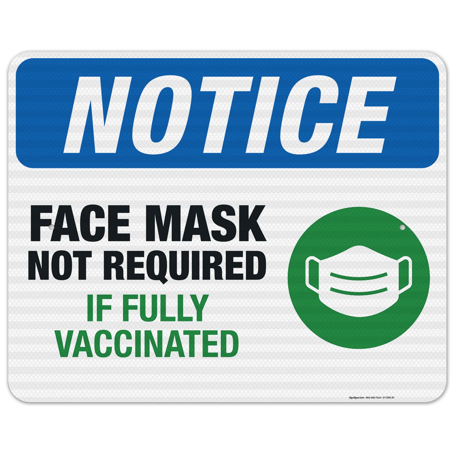 3M EGP Reflective Aluminum Sign - 'Face Mask Not Required If Fully Vaccinated' - 24x30 Inches, .080 Thickness, Fade Resistant - Made in USA - Ideal for Businesses, Offices, and Public Spaces